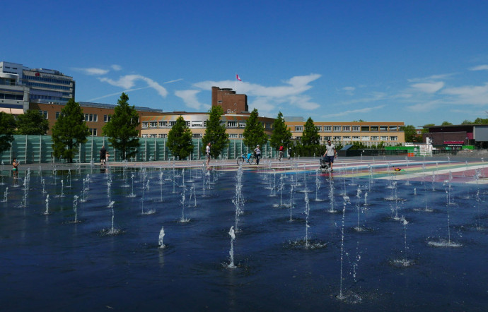 Le Museumpark abritera à partir de 2019 le Art Depot. Ici, une fontaine près du site de construction dans ce parc urbain.