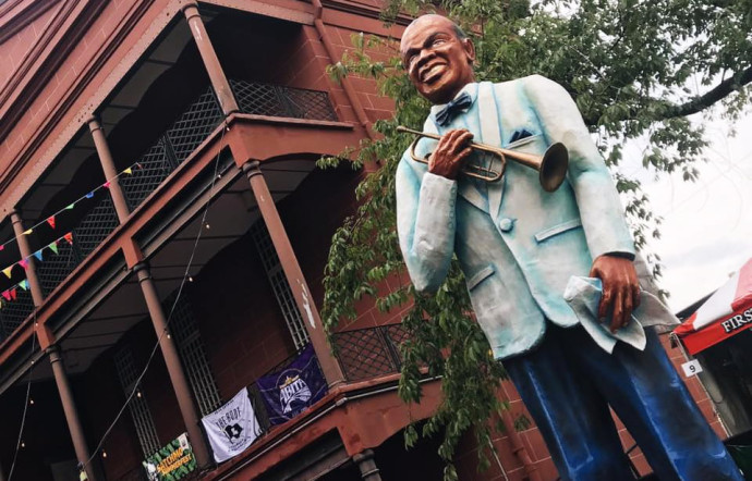 Une statue de « Satchmo », lors de son éponyme festival de jazz à la Nouvelle-Orléans.
