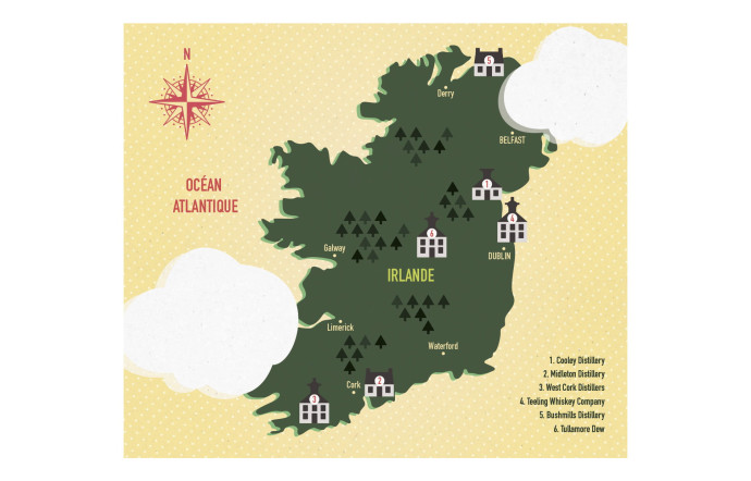 Les principales distilleries irlandaises.