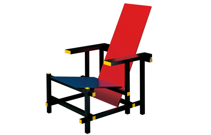 Chaise rouge et bleu, de Gerrit Rietveld.