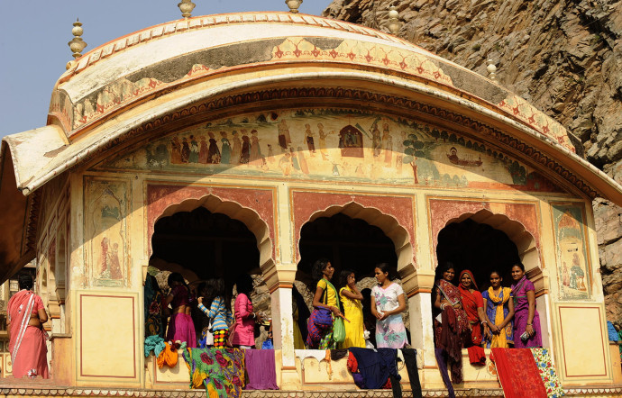 Au temple de Galta Ji, dans la vallée des Singes, près de Jaipur.