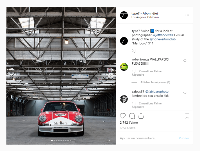 @Type7, le compte lifestyle créé par Porsche, accompagné par les équipes d’Instagram.